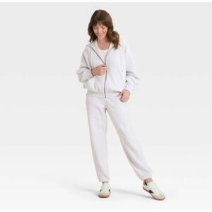 AUDEN Women full-zip hooded sweatshirt and matching sweatpants White Set | M